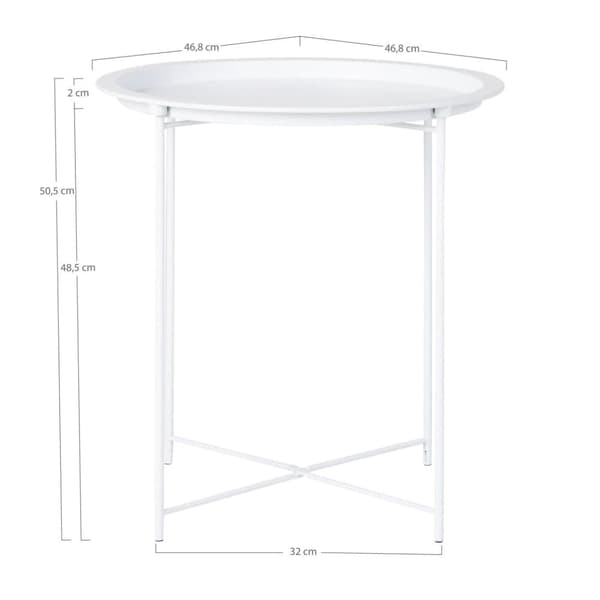 Sidebord, Bastia, 47x50 cm, Hvid