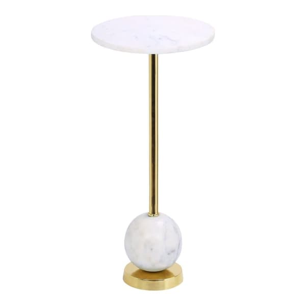 Sidebord, Salo, Ø25x54 cm, Messing/Marmor