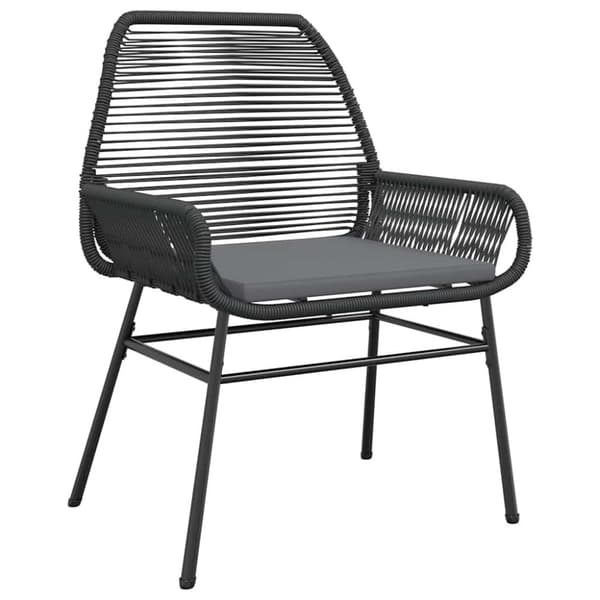 Matgrupp för trädgård med dynor 3 delar svart konstrotting&glas