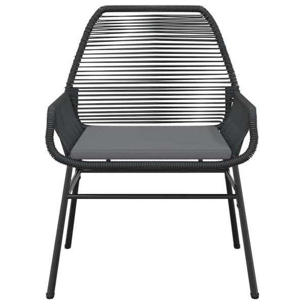 Matgrupp för trädgård med dynor 3 delar svart konstrotting&glas