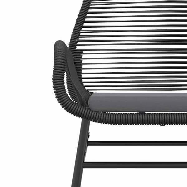 Matgrupp för trädgård med dynor 3 delar svart konstrotting&glas