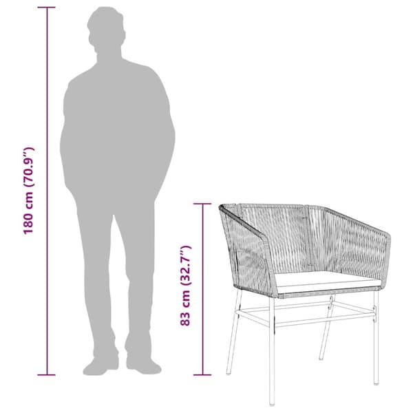 Matgrupp för trädgården med dynor 3 delar grå polyrotting glas