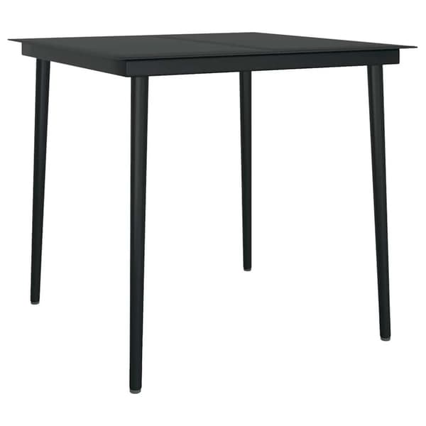 Matgrupp för trädgården 3 delar svart konstrotting och glas