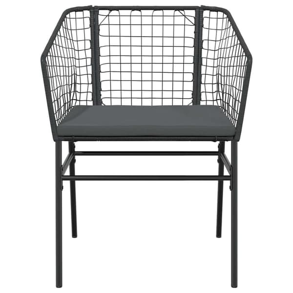 Matgrupp för trädgård med dynor 3 delar svart konstrotting&glas