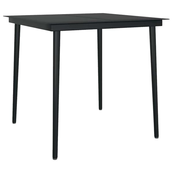 Matgrupp för trädgården 3 delar svart konstrotting och glas