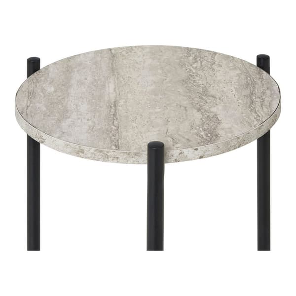 Leuven sidebord Ø27 cm beige travertin dekor.