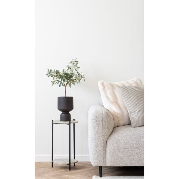 Leuven sidebord Ø27 cm beige travertin dekor.