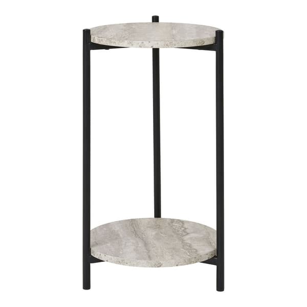 Leuven sidebord Ø27 cm beige travertin dekor.
