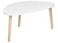 Miniatyrbillede 4 af 10: Sæt med 2 Sofaborde hvid MDF-bordplade fyrretræsben uregelmæssig form stor stue i skandinavisk stil