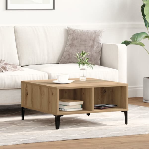 Soffbord artisan ek 60x60x30 cm konstruerat trä