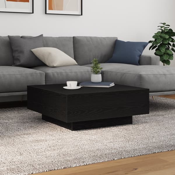 Soffbord med LED-lampor svart ek 80x80x31 cm