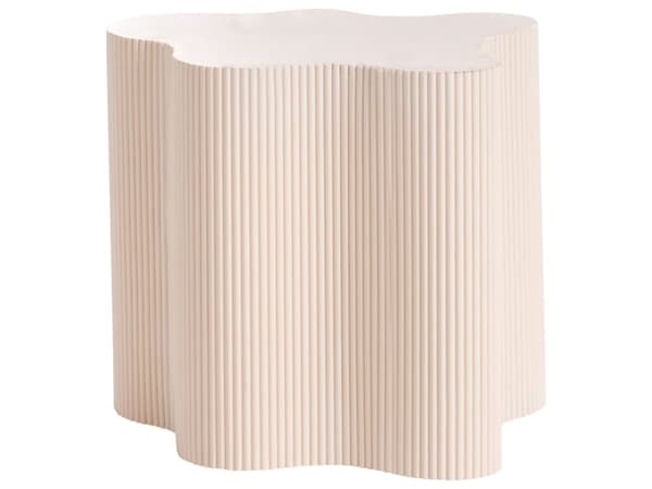 Sidebord Off White Træ Moderne Hjørnebord Sofa Bord til Kaffe Organisk Hjørnesidebord Asymmetrisk Hjørnemøbel Lav Bord med Riller