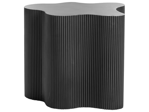 Sidebord Sort Træ Moderne Hjørnebord Sofa Bord til Kaffe Organisk Hjørnesidebord Asymmetrisk Hjørnemøbel Lav Bord med Riller