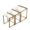 Miniatyrbillede 7 af 7: Sofabordssæt, 3 stk, guld og marmor farve