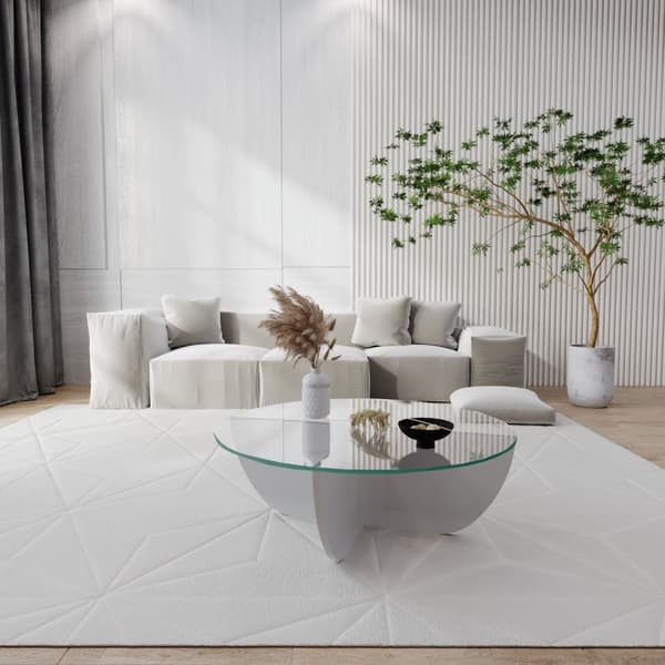 Soffbord i glas, Lily, 90x30x90 cm, vitt.