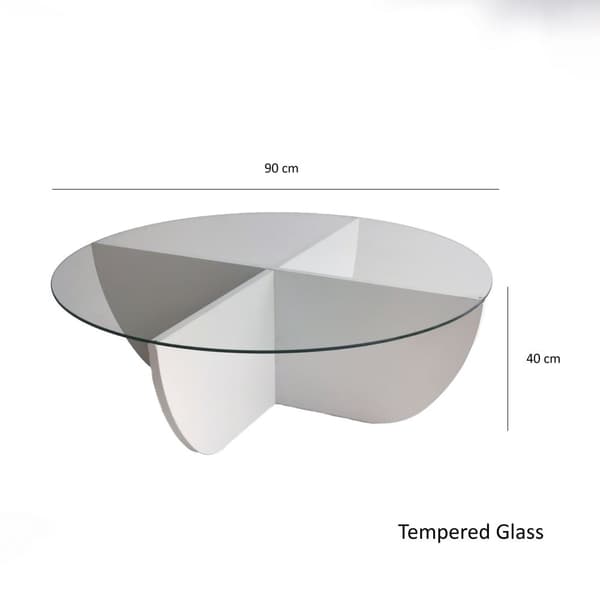 Soffbord i glas, Lily, 90x30x90 cm, vitt.