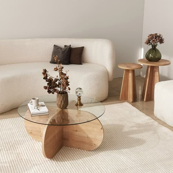 Sofabord i glas, 75x35x75 cm, safir