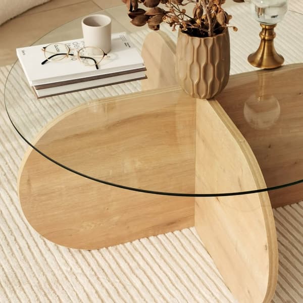 Sofabord i glas, 75x35x75 cm, safir