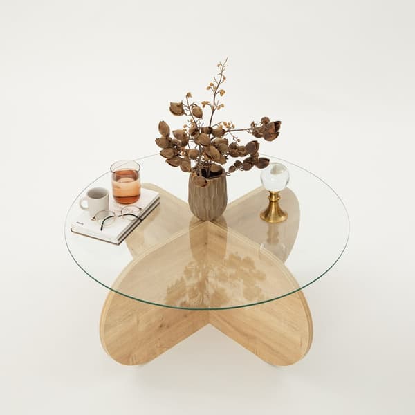 Sofabord i glas, 75x35x75 cm, safir