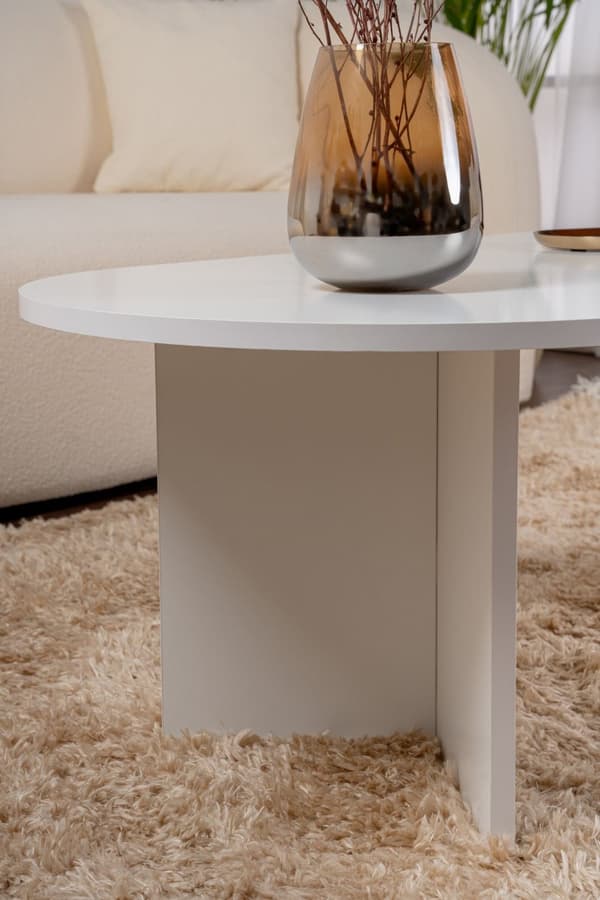 Ovalt soffbord, Sobel, 119x40x60 cm, Vit