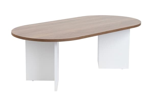 Ovalt soffbord, Sobel valnöt, 119x40x60 cm, Vit