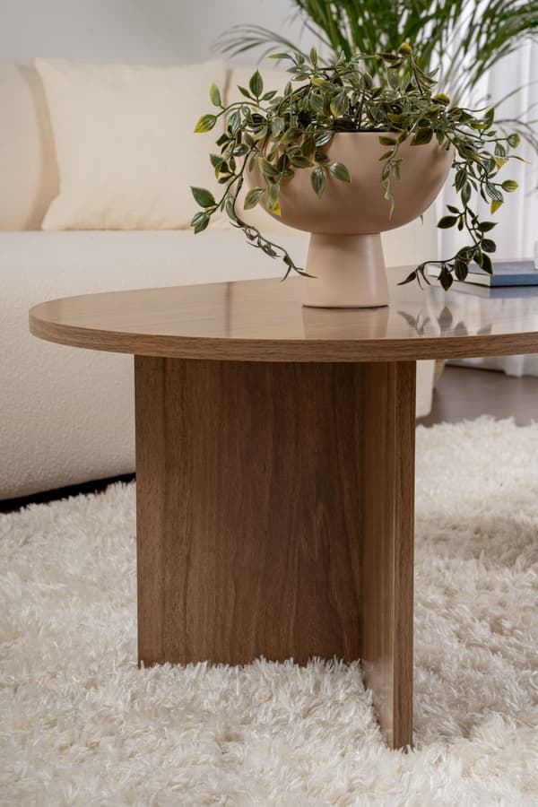 Ovalt sofabord, Sobel, 119x40x60 cm, Valnød