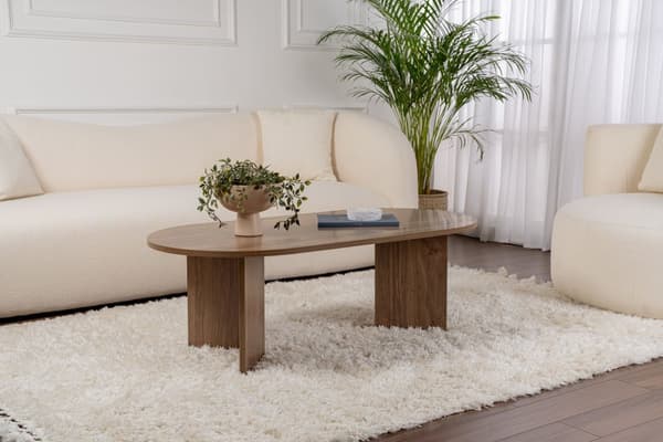 Ovalt sofabord, Sobel, 119x40x60 cm, Valnød