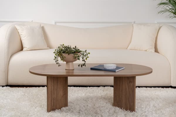 Ovalt sofabord, Sobel, 119x40x60 cm, Valnød