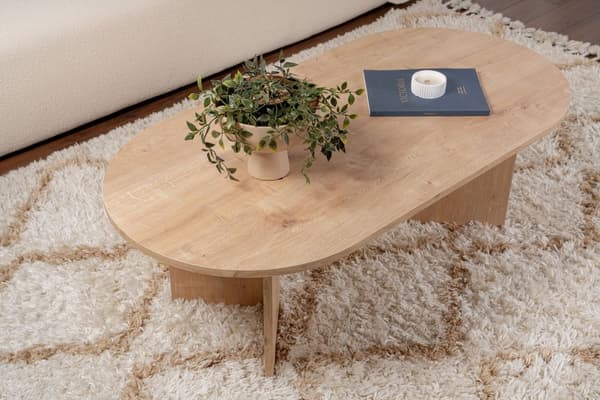Ovalt soffbord, Sobel, 119x40x60 cm, brunt