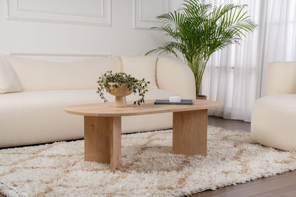 Ovalt soffbord, Sobel, 119x40x60 cm, brunt