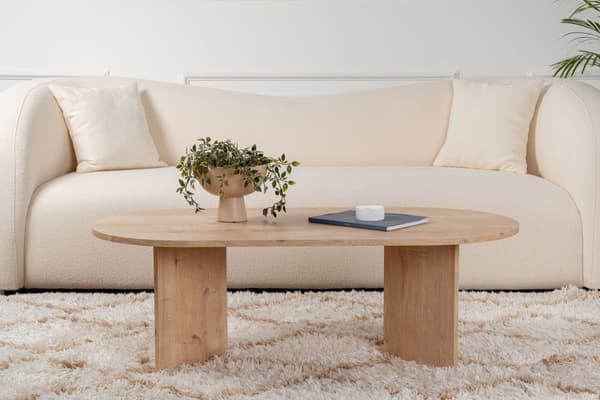 Ovalt soffbord, Sobel, 119x40x60 cm, brunt