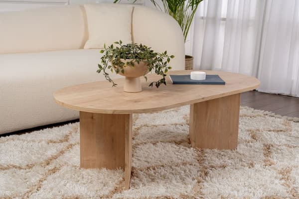 Ovalt soffbord, Sobel, 119x40x60 cm, brunt
