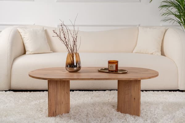 Ovalt soffbord, Sobel 119x40x60 cm, brunt