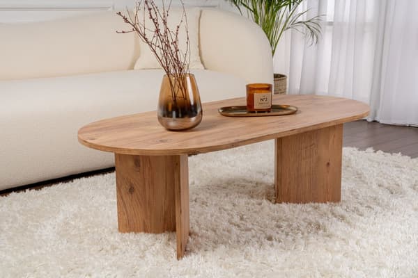 Ovalt soffbord, Sobel 119x40x60 cm, brunt
