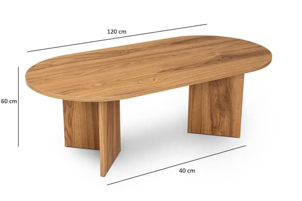 Ovalt sofabord, 100% MDF, 120x60x40 cm