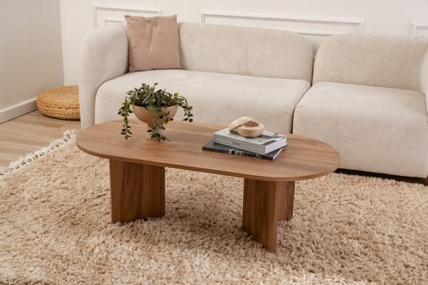 Ovalt sofabord, 100% MDF, 120x60x40 cm
