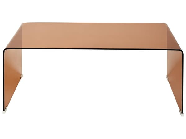 Sofabord Gennemsigtigt Hærdet Glas Brun farve 100 x 50 cm Minimalistisk Stil Stue