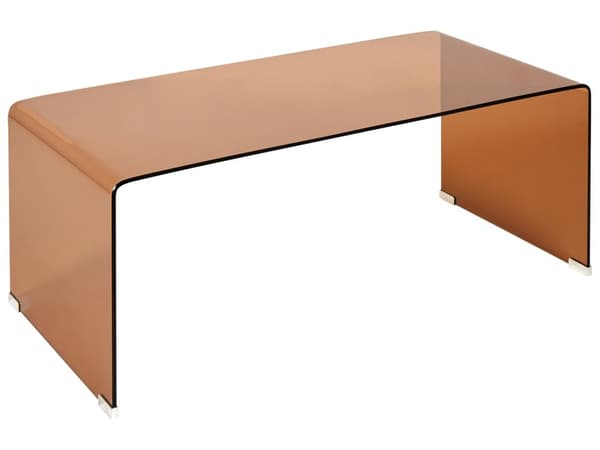 Sofabord Gennemsigtigt Hærdet Glas Brun farve 100 x 50 cm Minimalistisk Stil Stue