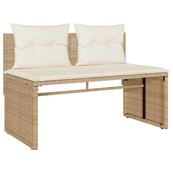 Soffgrupp för trädgård med dynor 4 delar beige konstrotting