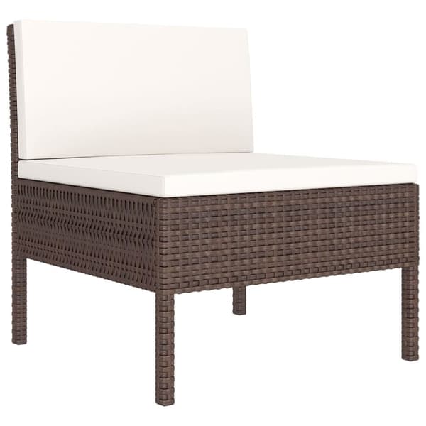 Loungegrupp med dynor 5 delar konstrotting brun