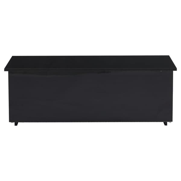 Modernt soffbord 100x50x35 cm - med LED-belysning - dolt förvaringsutrymme - sidobord med hydraulisk lyftmekanism - svart