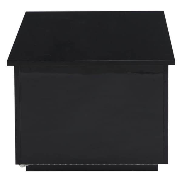 Modernt soffbord 100x50x35 cm - med LED-belysning - dolt förvaringsutrymme - sidobord med hydraulisk lyftmekanism - svart