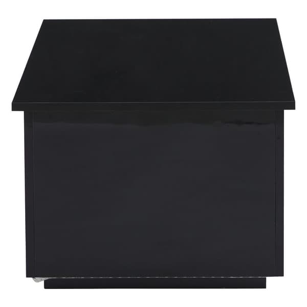 Modernt soffbord 100x50x35 cm - med LED-belysning - dolt förvaringsutrymme - sidobord med hydraulisk lyftmekanism - svart
