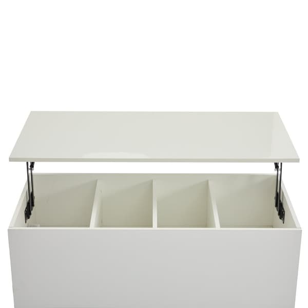 Moderne sofabord 100x50x35 cm - med LED-belysning - skjult opbevaringsplads - sidebord med hydraulisk løftemekanisme - hvid