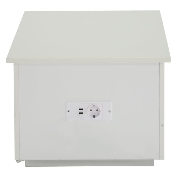 Moderne sofabord 100x50x35 cm - med LED-belysning - skjult opbevaringsplads - sidebord med hydraulisk løftemekanisme - hvid