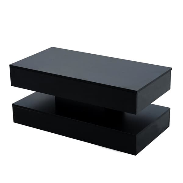Modernt soffbord 100x50x42 cm - med LED-belysning - dolt förvaringsutrymme - hydraulisk lyft - svart