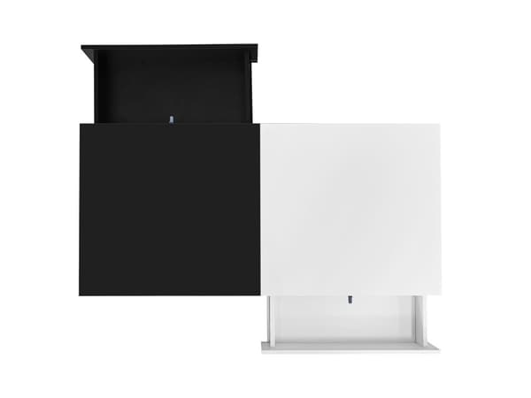 Moderne sofabord 100x48x40 cm - med 2 skuffer - højglans top - spånplade - sort + hvid