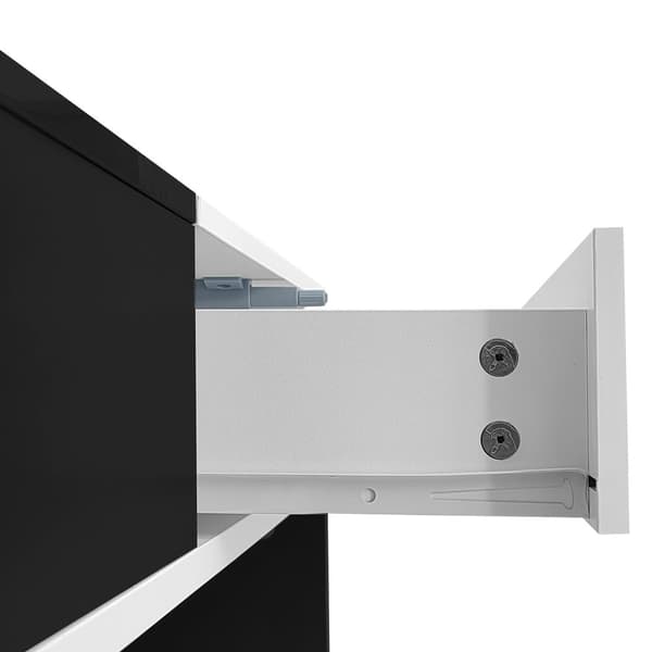 Moderne sofabord 100x48x40 cm - med 2 skuffer - højglans top - spånplade - sort + hvid