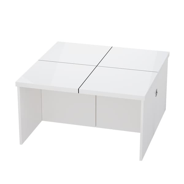 Sofabord 81x81x40 cm - Gør-det-selv bord - Højglansplade - Modulsystem - Spånplade - Hvid