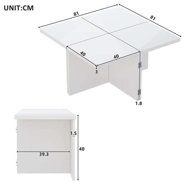 Sofabord 81x81x40 cm - Gør-det-selv bord - Højglansplade - Modulsystem - Spånplade - Hvid